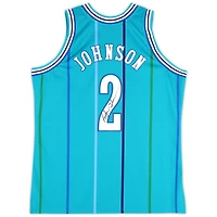 Larry Johnson Charlotte Hornets Autographed Mitchell & Ness 1992-93 Teal Authentic Jersey with "Grandmama" Inscription