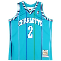Larry Johnson Charlotte Hornets Autographed Mitchell & Ness 1992-93 Teal Authentic Jersey with "Grandmama" Inscription