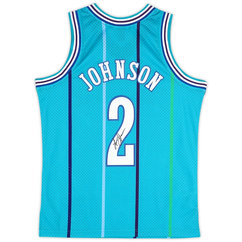 Larry Johnson Charlotte Hornets Autographed Mitchell & Ness 1992-93 Teal Swingman Jersey