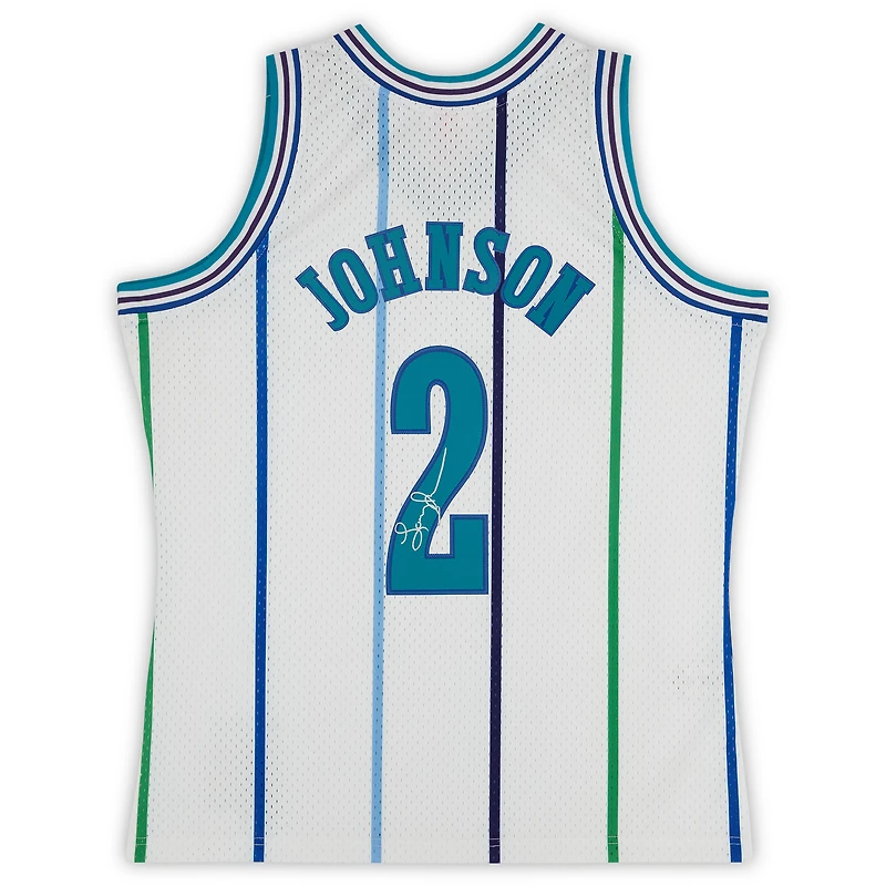 Larry Johnson Charlotte Hornets Autographed Mitchell & Ness 1992-93 White Swingman Jersey