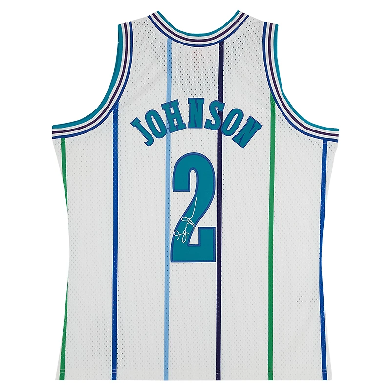 Larry Johnson Charlotte Hornets Autographed Mitchell & Ness 1992-93 White Swingman Jersey