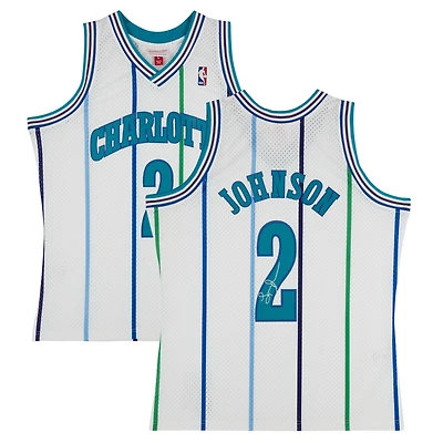 Larry Johnson Charlotte Hornets Autographed Mitchell & Ness 1992-93 White Swingman Jersey