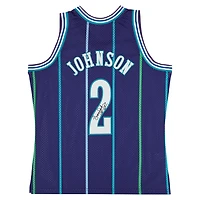 Larry Johnson Charlotte Hornets Autographed Mitchell & Ness 1994-95 Purple Swingman Jersey