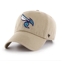 Men's '47  Khaki Charlotte Hornets Logo Clean Up Adjustable Hat