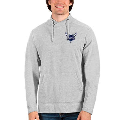 Sweat-shirt à encolure croisée Reward Antigua gris chiné pour homme des Charlotte Hornets