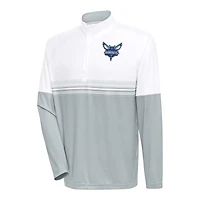 Men's Antigua White/Gray Charlotte Hornets Bender Quarter-Zip Pullover Top