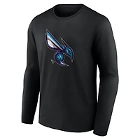T-shirt à manches longues noir pour homme, mascotte de minuit des Charlotte Hornets
