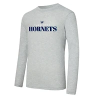 Ensemble t-shirt à manches longues et pantalon carreaux Charlotte Hornets Regulate violet/gris chiné pour homme