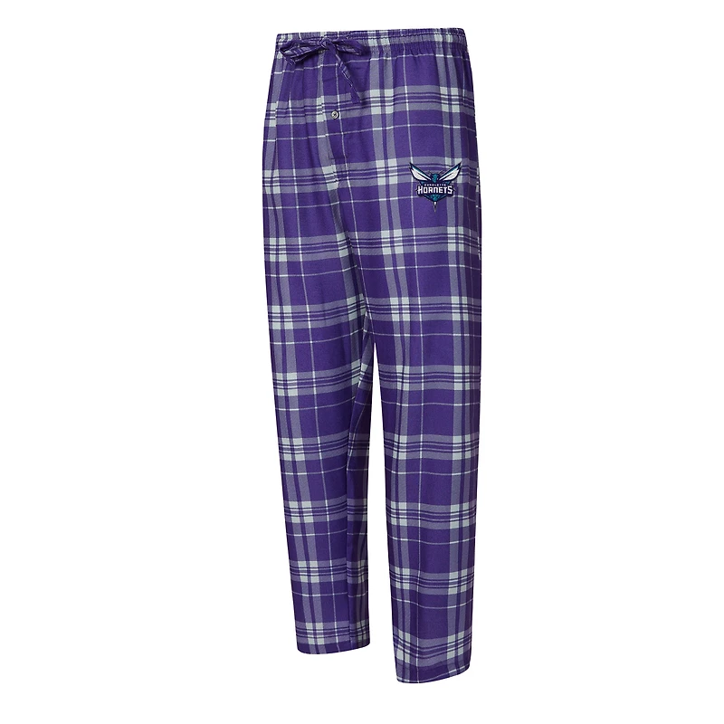 Men's Concepts Sport Purple/Heather Gray Charlotte Hornets Regulate Long Sleeve T-Shirt & Plaid Pant Set