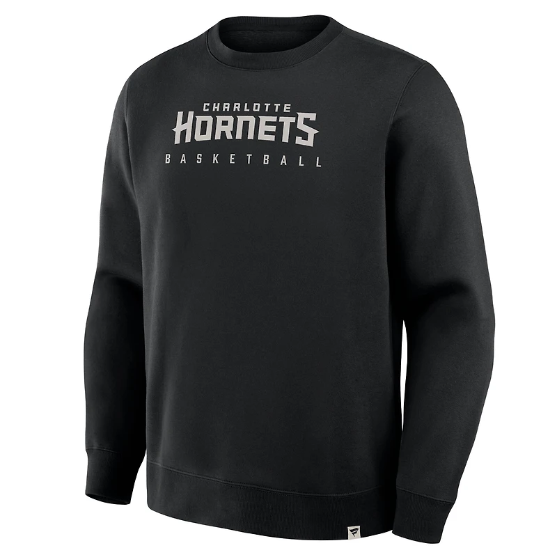 Men's Fanatics Black Charlotte Hornets Crossover Collection Defensive Rotation Drill Premium Pullover Sweatshirt