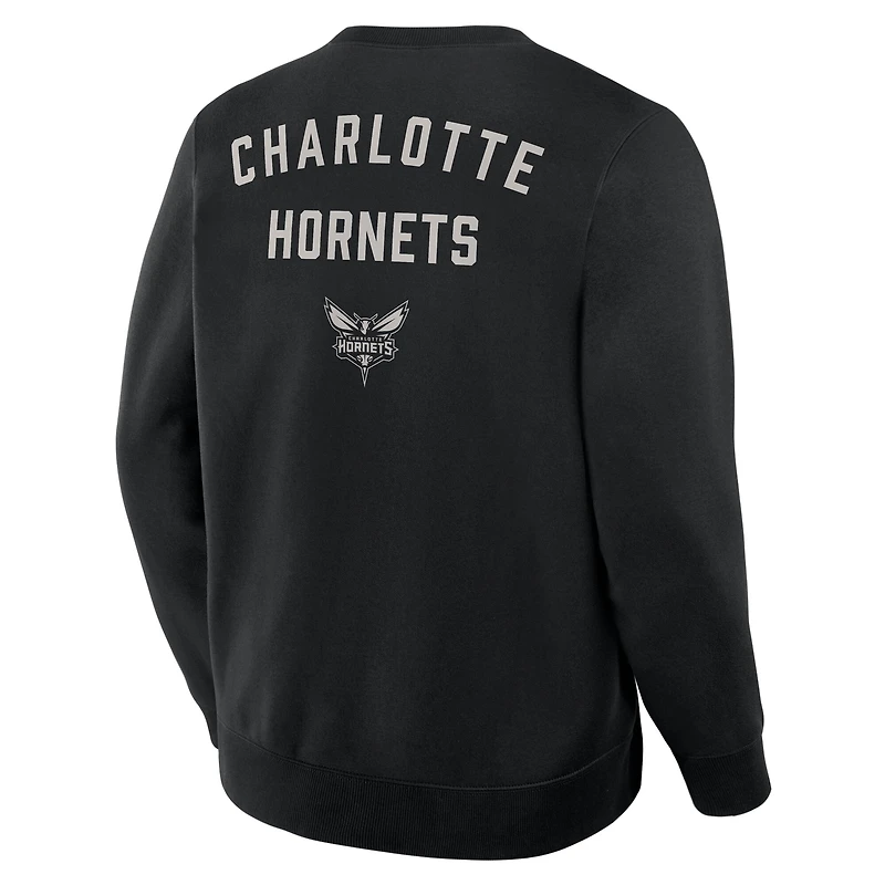 Men's Fanatics Black Charlotte Hornets Crossover Collection Defensive Rotation Drill Premium Pullover Sweatshirt