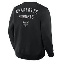 Men's Fanatics Black Charlotte Hornets Crossover Collection Defensive Rotation Drill Premium Pullover Sweatshirt