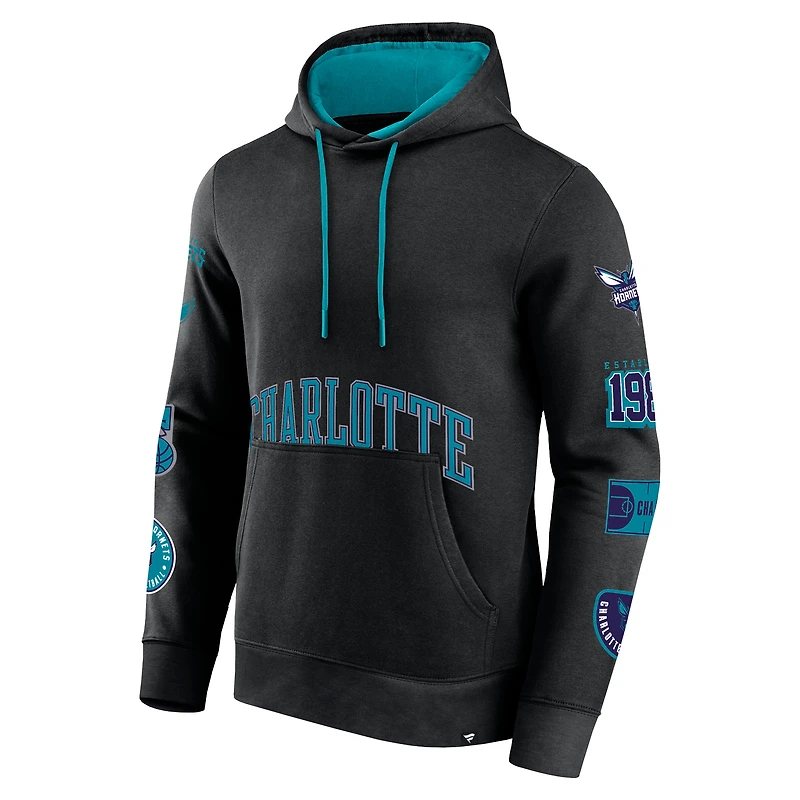 Sweat à capuche noir Charlotte Hornets Home Court Fanatics pour hommes
