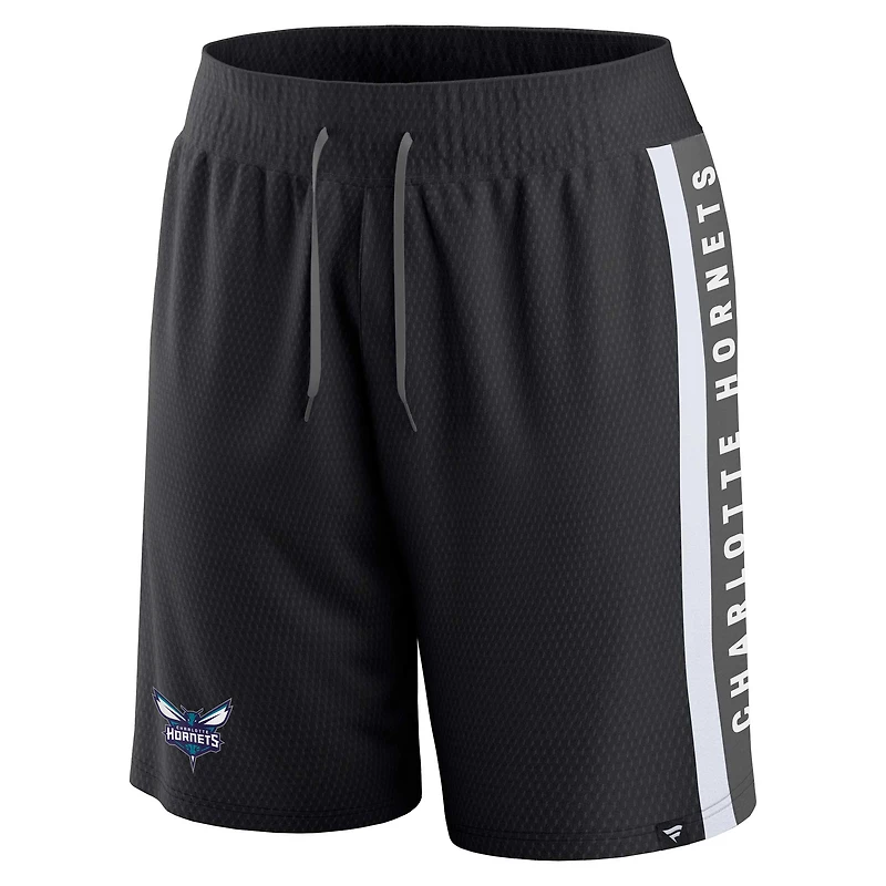 Short en maille emblématique d'arbitre Charlotte Hornets Fanatics noir pour hommes