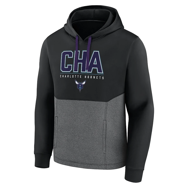 Fanatics pour hommes - Sweat à capuche noir Tri-Blend Successful Charlotte Hornets