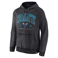 Sweat à capuche raglan pour hommes Fanatics Heather Charcoal Charlotte Hornets Foul Trouble Snow Wash