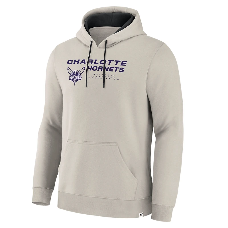 Men's Fanatics Off White Charlotte Hornets Crossover Collection Blocked Shot Premium Pullover Hoodie