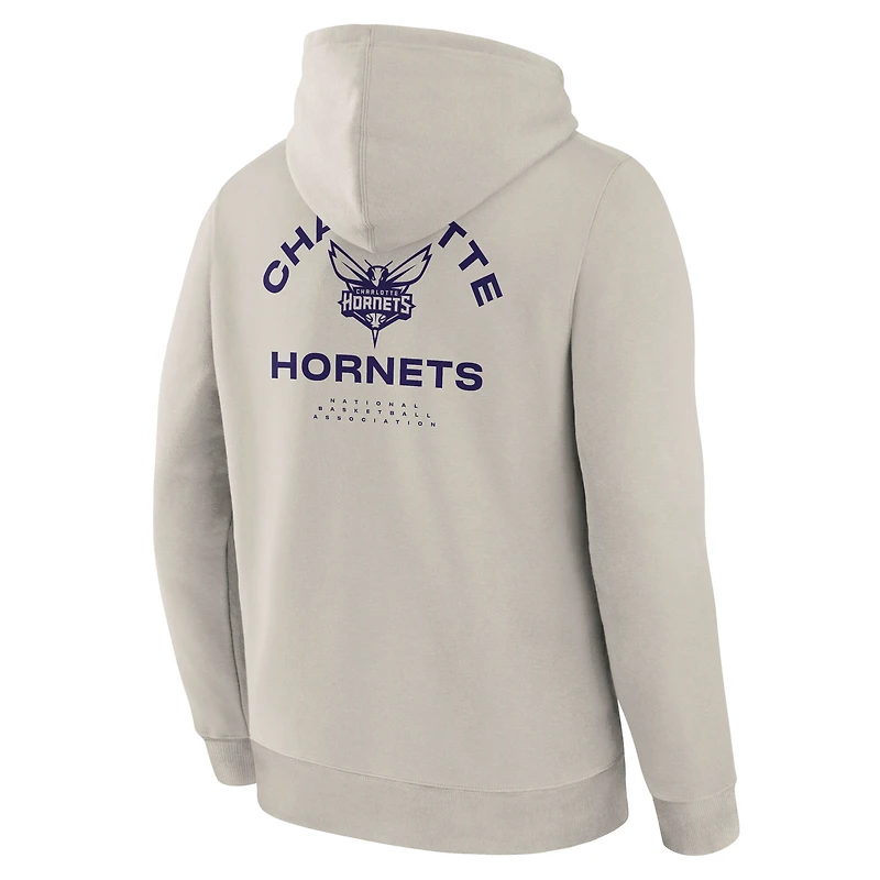 Men's Fanatics Off White Charlotte Hornets Crossover Collection Blocked Shot Premium Pullover Hoodie