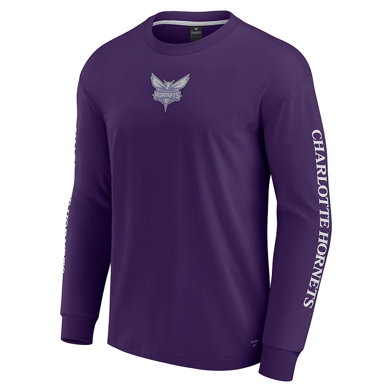 T-shirt à manches longues violet Charlotte Hornets Elements Strive pour hommes Fanatics