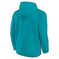 Anorak Charlotte Hornets Fanatics pour hommes, sarcelle/gris, Flagrant Foul, sweat à capuche raglan blocs de couleurs, veste demi-zip