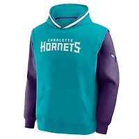 Sweat à capuche Fanatics pour homme, bleu sarcelle/violet, Charlotte Hornets, horloge de tir en demi-terrain, Fastbreak