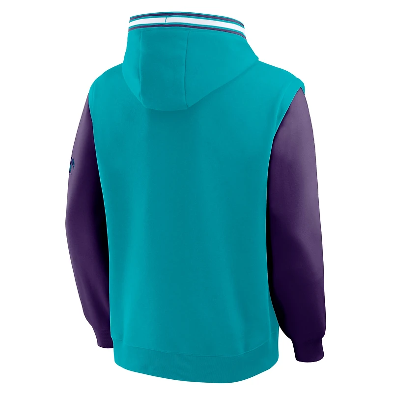 Men's Fanatics  Teal/Purple Charlotte Hornets Half Court Shot Clock Fastbreak Hoodie