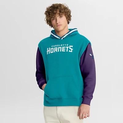 Sweat à capuche Fanatics pour homme, bleu sarcelle/violet, Charlotte Hornets, horloge de tir en demi-terrain, Fastbreak