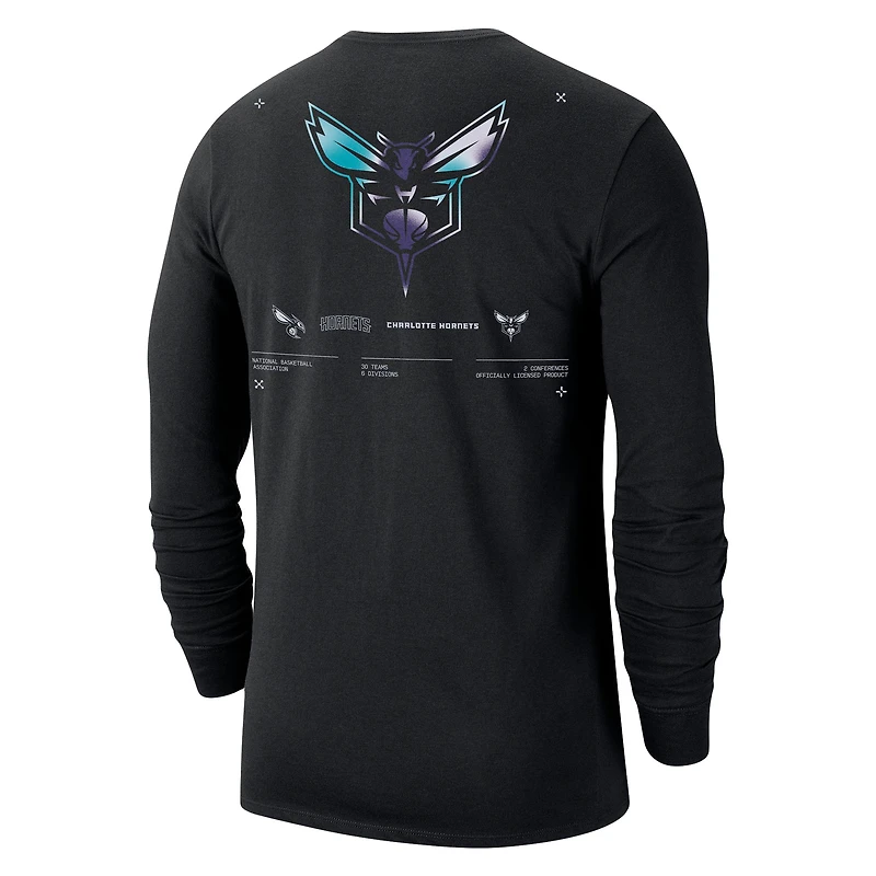 Men's Jordan Brand Black Charlotte Hornets Essential Air Traffic Control Long Sleeve T-Shirt