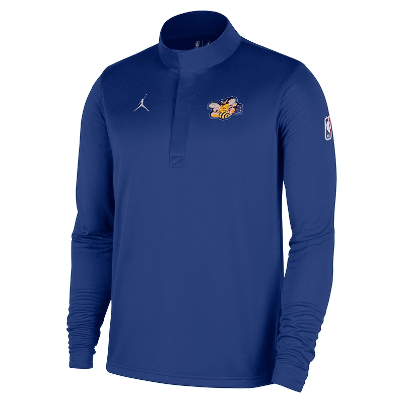 Haut à demi-zip Jordan Brand bleu Charlotte Hornets 2025/26 City Edition Remix Authentic Coaches Dri-FIT pour homme