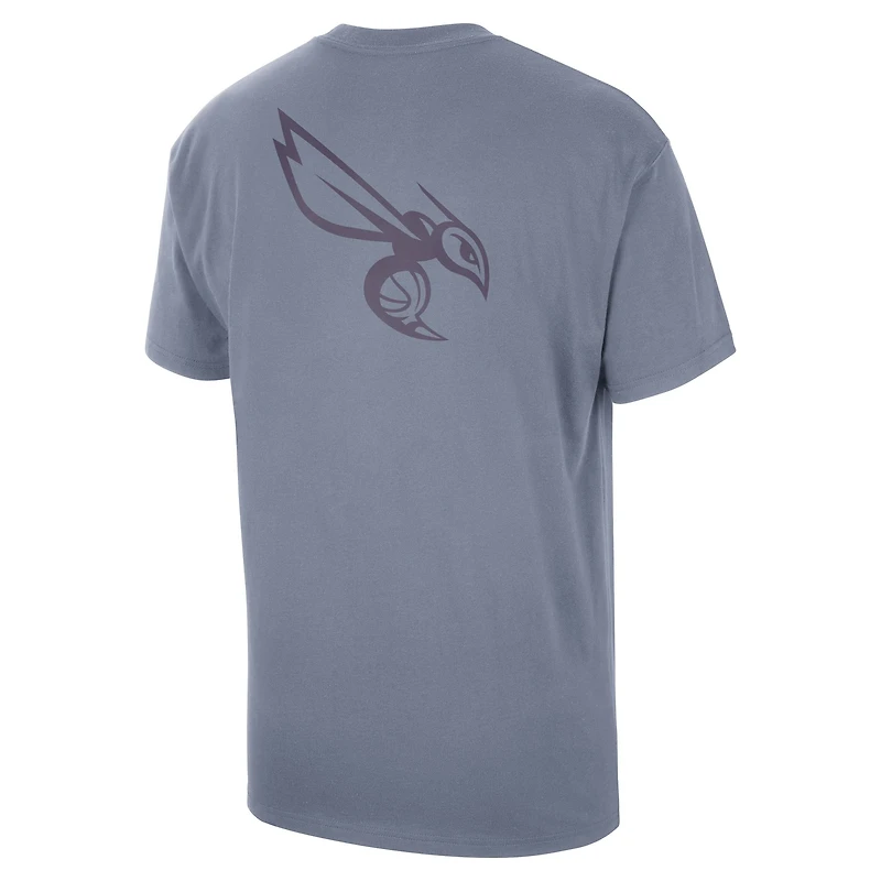 T-shirt Jordan Brand bleu pour homme Charlotte Hornets Statement Edition Jumpman Flight Heavyweight