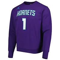 Sweat-shirt à enfiler Jordan Brand LaMelo Ball violet Charlotte Hornets avec nom et numéro.