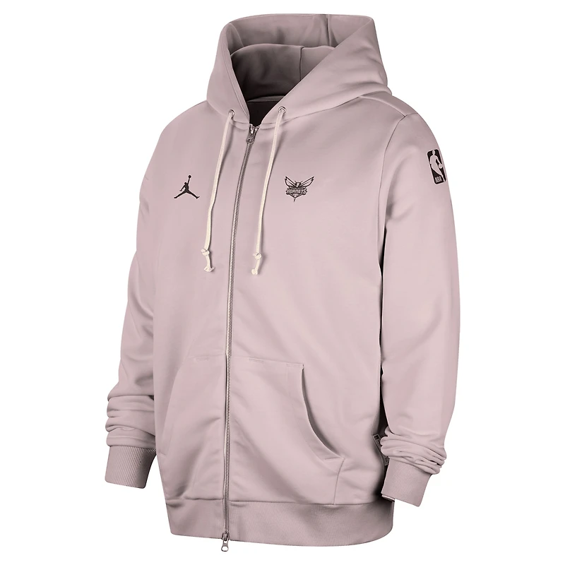 Veste à capuche entièrement zippée pour homme Jordan Brand Light Purple Charlotte Hornets Authentic Standard Issue