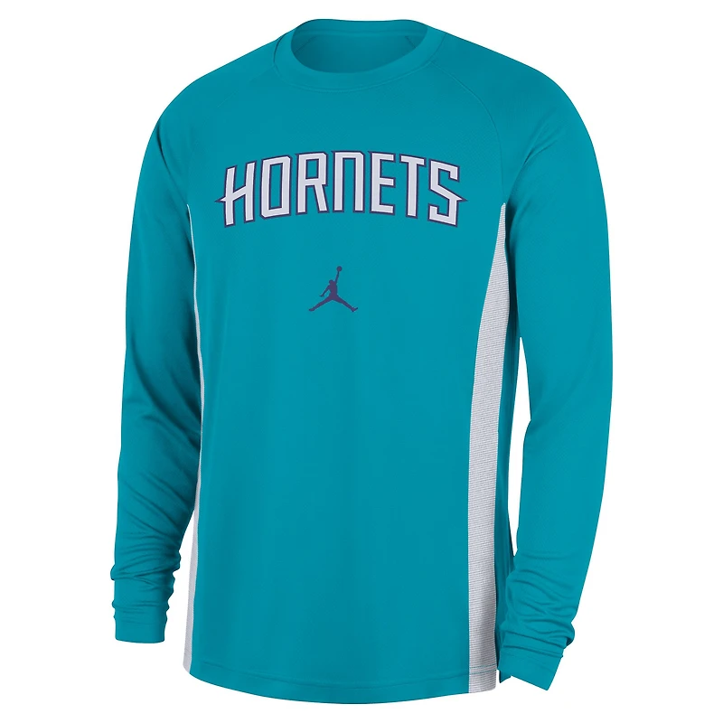 Men's Jordan Brand Teal Charlotte Hornets 2025/26 Authentic Pre-Game Legend Dri-FIT Long Sleeve Shooting Shirt