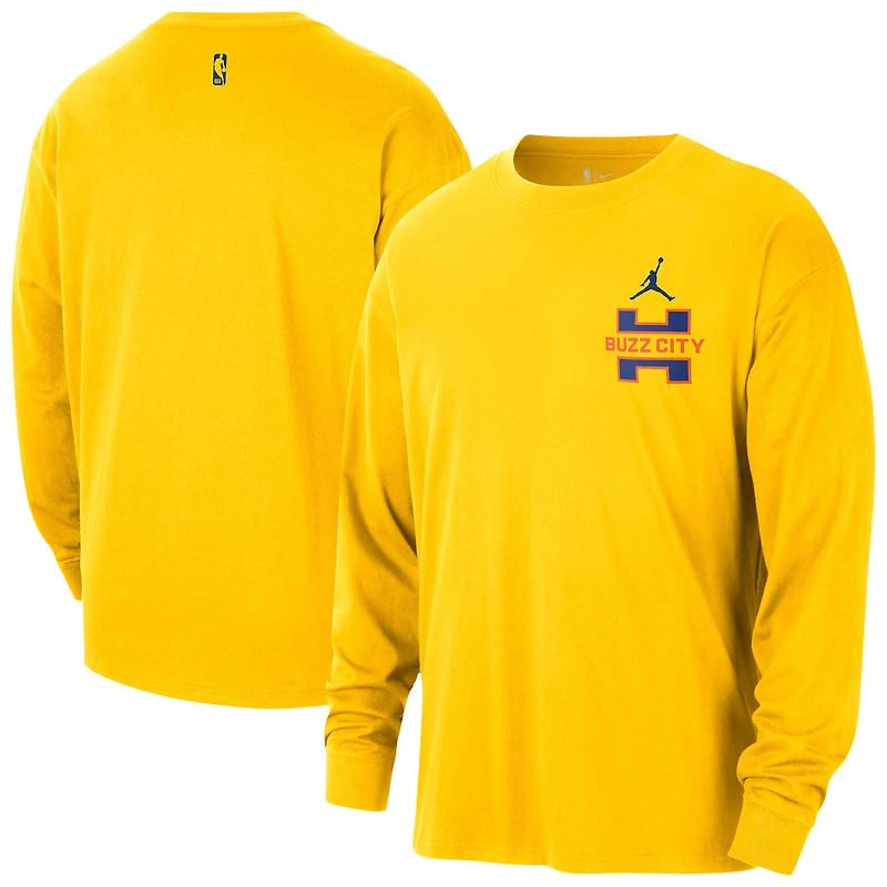 Men's Jordan Brand  Yellow Charlotte Hornets 2025/26 City Edition Remix Essential Logo Long Sleeve T-Shirt