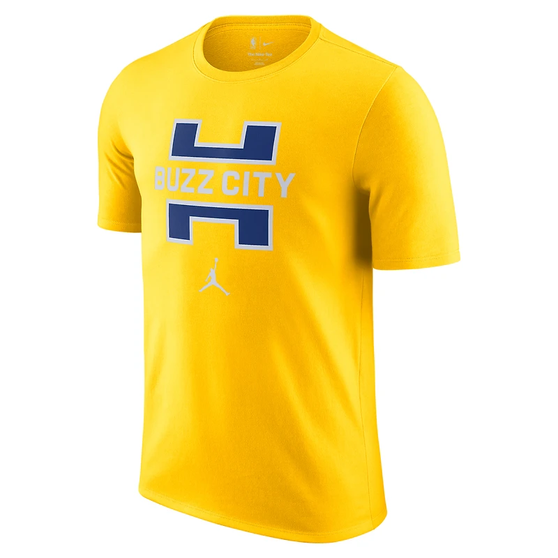 Men's Jordan Brand  Yellow Charlotte Hornets 2025/26 City Edition Remix Essential Logo T-Shirt