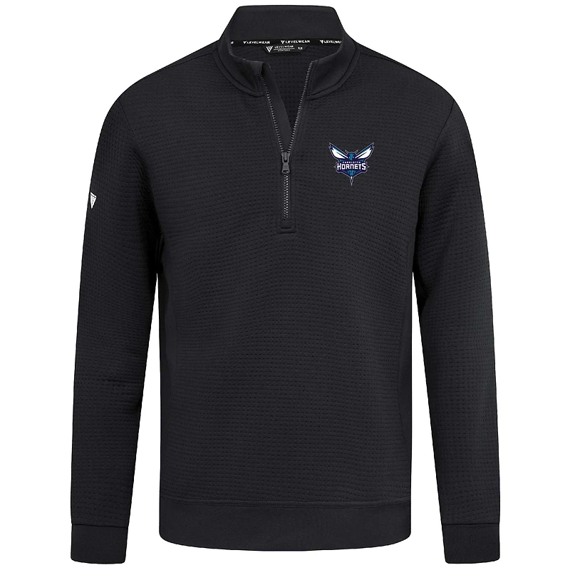 Pull noir à fermeture éclair quart de tour pour homme Levelwear Charlotte Hornets Accolade Cushion