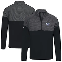 Men's Levelwear Black Charlotte Hornets Classic Stripes Quarter-Zip Top