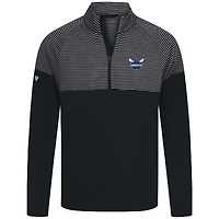 Men's Levelwear Black Charlotte Hornets Classic Stripes Quarter-Zip Top