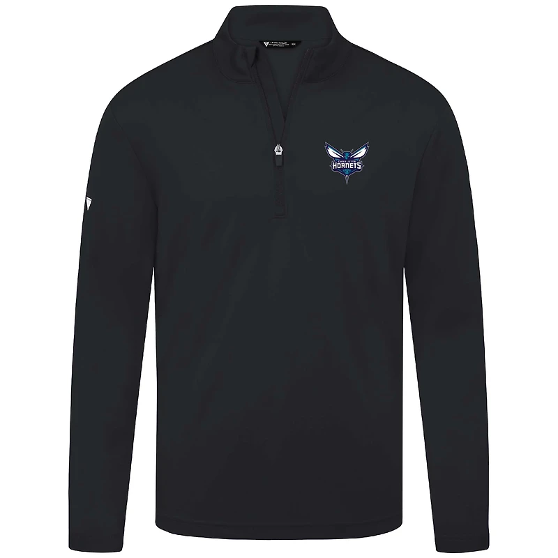 Men's Levelwear Black Charlotte Hornets Heron Quarter-Zip Top