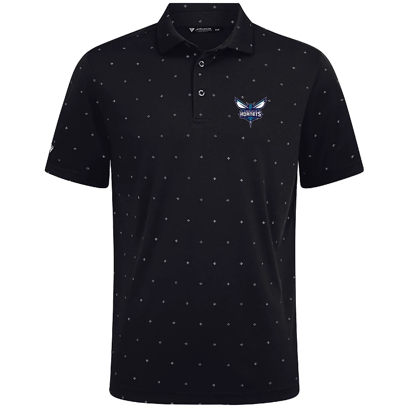 Polo Vision noir Charlotte Hornets Levelwear pour homme