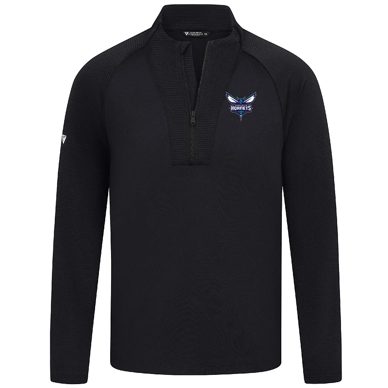 Haut noir à fermeture éclair quart de tour pour homme Levelwear Charlotte Hornets Volley