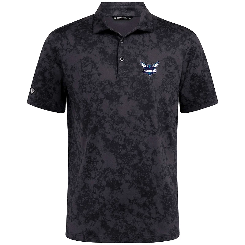 Polo noir Charlotte Hornets Whisper pour homme Levelwear