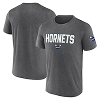 Men's Logo Athletic Heather Charcoal Charlotte Hornets Block Practice Performance T-Shirt