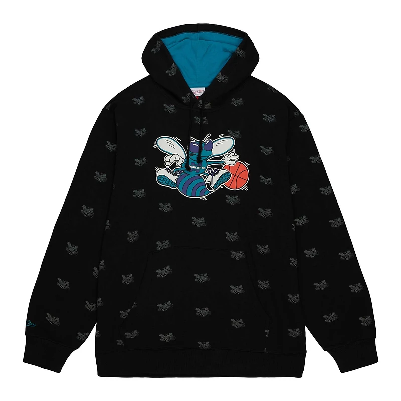 Sweat à capuche imprimé intégral Mitchell & Ness Charlotte Hornets Hardwood Classics pour hommes