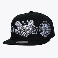 Casquette snapback Mitchell & Ness Trifecta Hardwood Classics noire pour homme, Charlotte Hornets