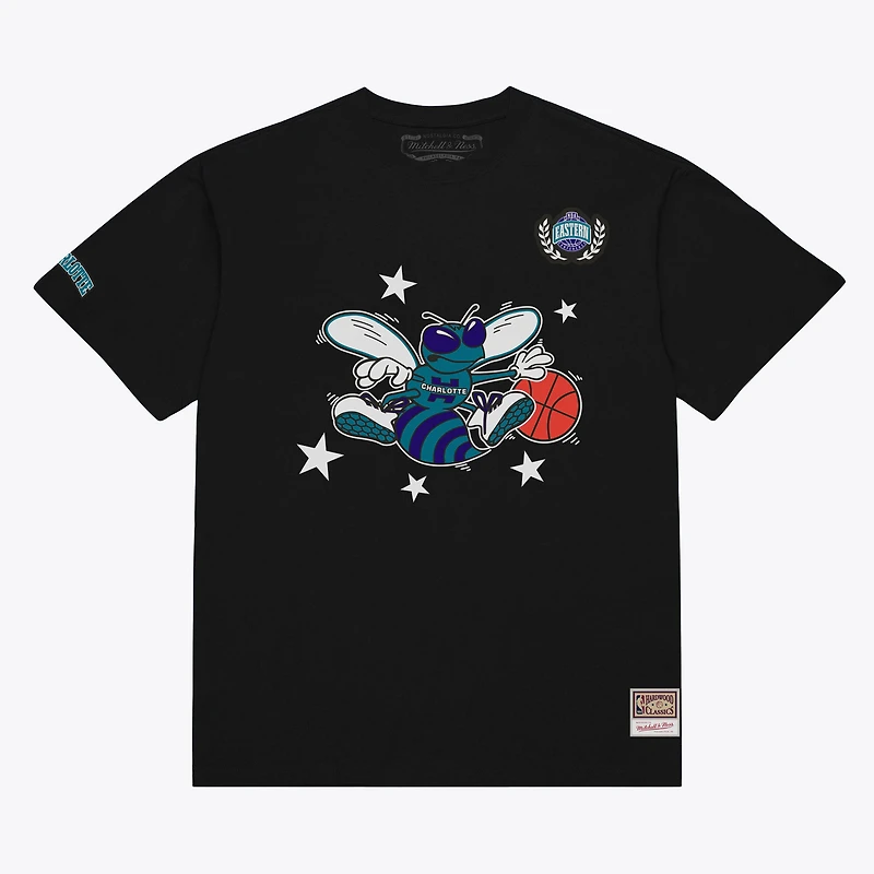 T-shirt premium Mitchell & Ness noir Charlotte Hornets Pep Rally pour homme