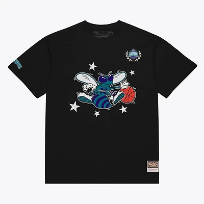 T-shirt premium Mitchell & Ness noir Charlotte Hornets Pep Rally pour homme
