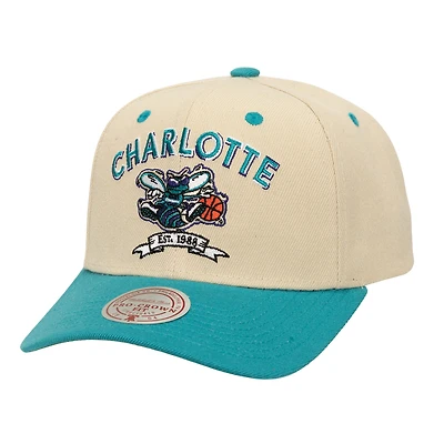 Casquette snapback Mitchell & Ness pour homme, couleur crème/bleu sarcelle, Soul Legacy Defined Pro Crown des Charlotte Hornets