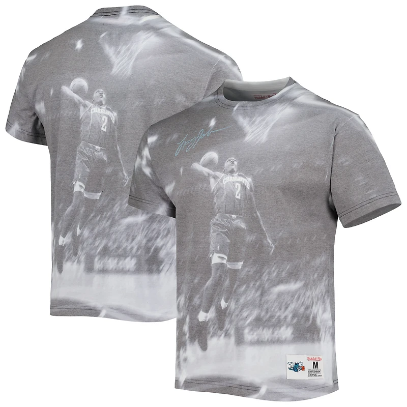 T-shirt homme Mitchell & Ness Larry Johnson gris chiné Charlotte Hornets Above The Rim