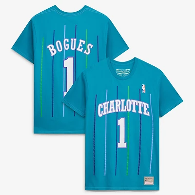 Men's Mitchell & Ness Muggsy Bogues Teal Charlotte Hornets Hardwood Classics Name Number Player T-Shirt